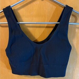 Aerie Black Ribbed Sports Bra